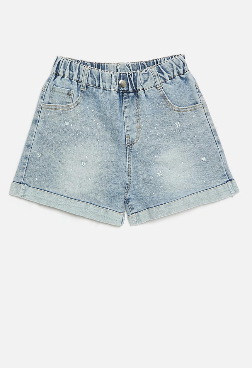Pop Candy - Turn up hem denim shorts - blue