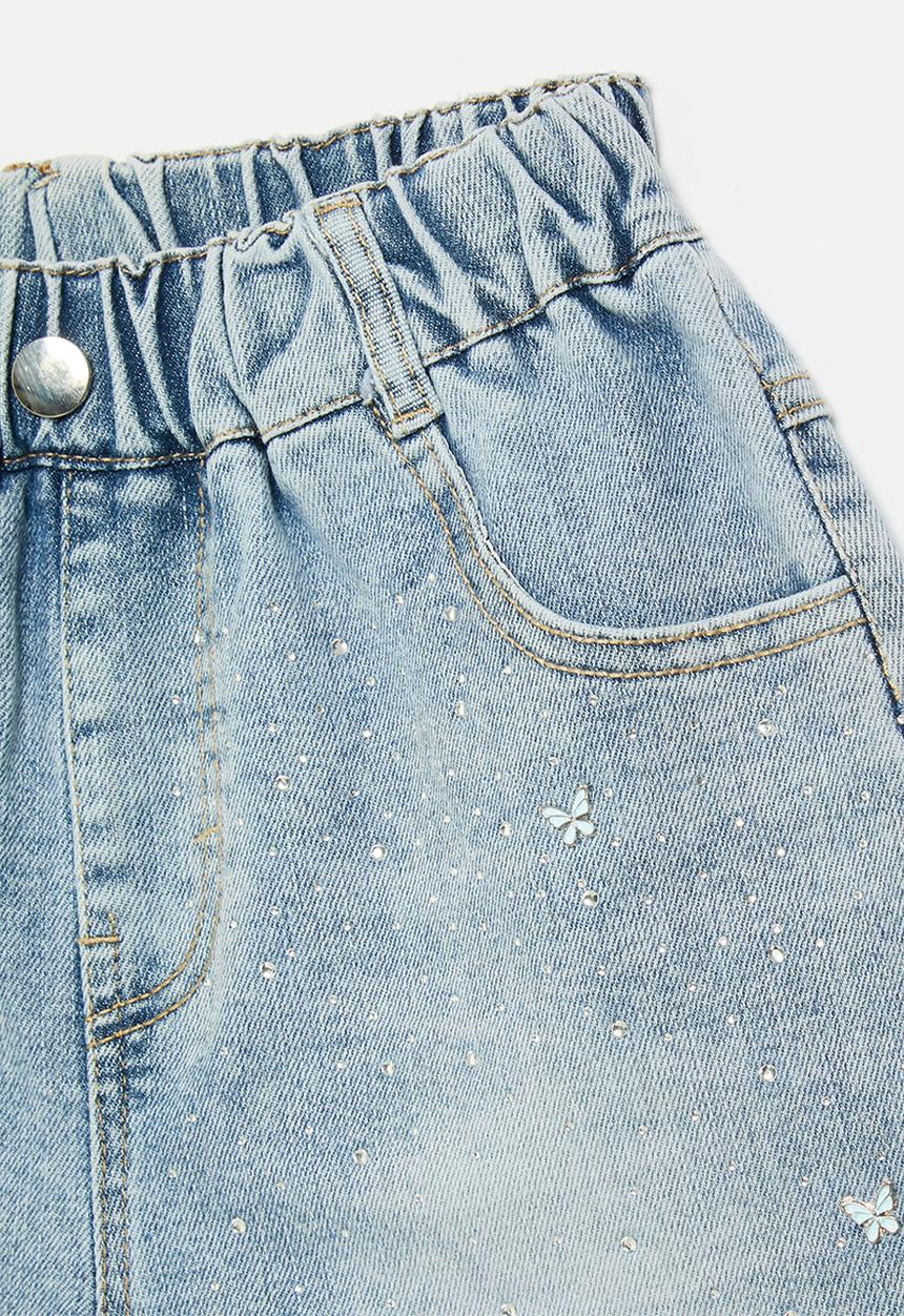 Pop Candy - Turn up hem denim shorts - blue