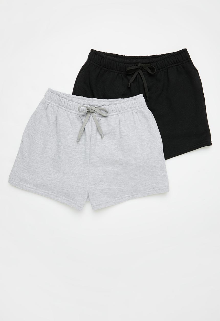 Pop Candy - 2 Pack sweatshorts - black & grey