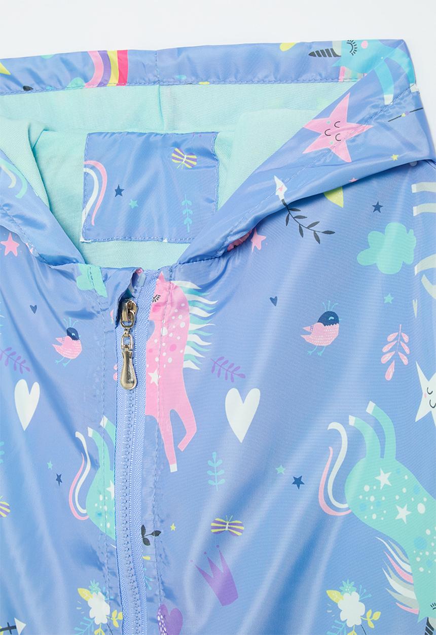 Pop Candy - Printed hooded windbreaker - blue
