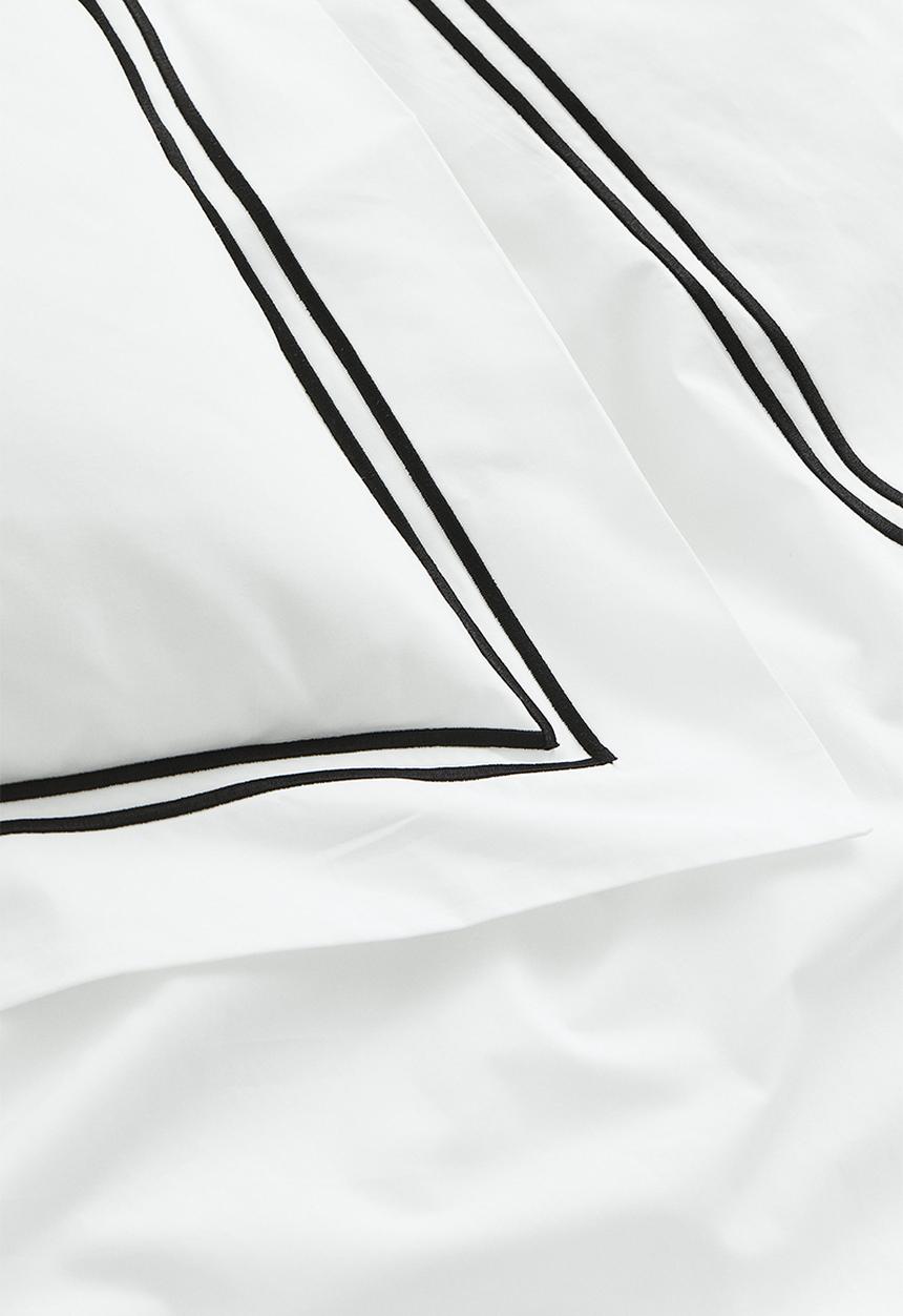 H&M - Cotton percale single duvet cover set - white & black 