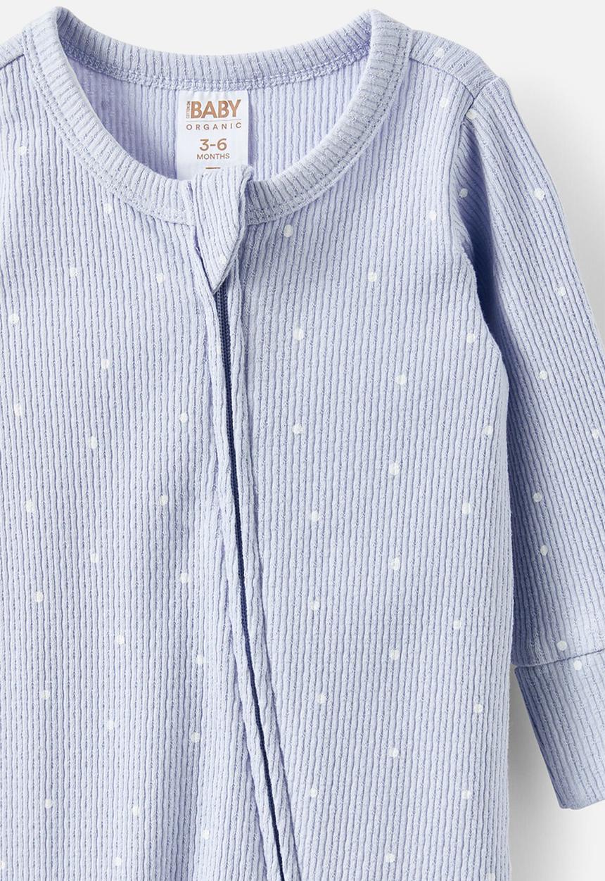 Cotton On - Organic pointelle zip romper - periwinkle/spot