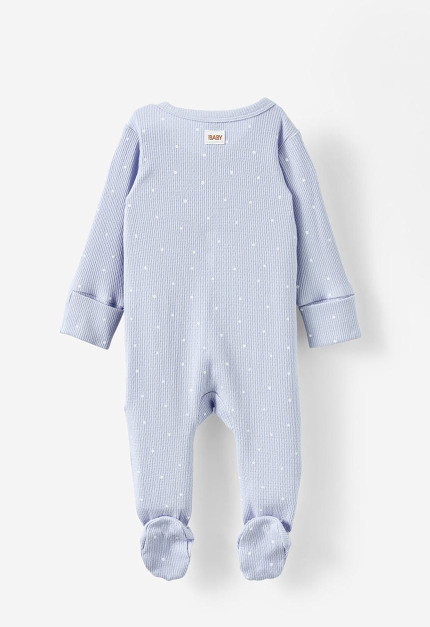 Cotton On - Organic pointelle zip romper - periwinkle/spot