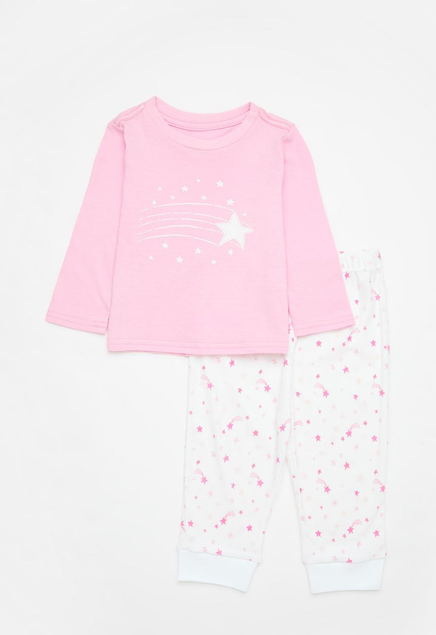 Pop Candy - Shooting star printed tee & bottoms - pink/white