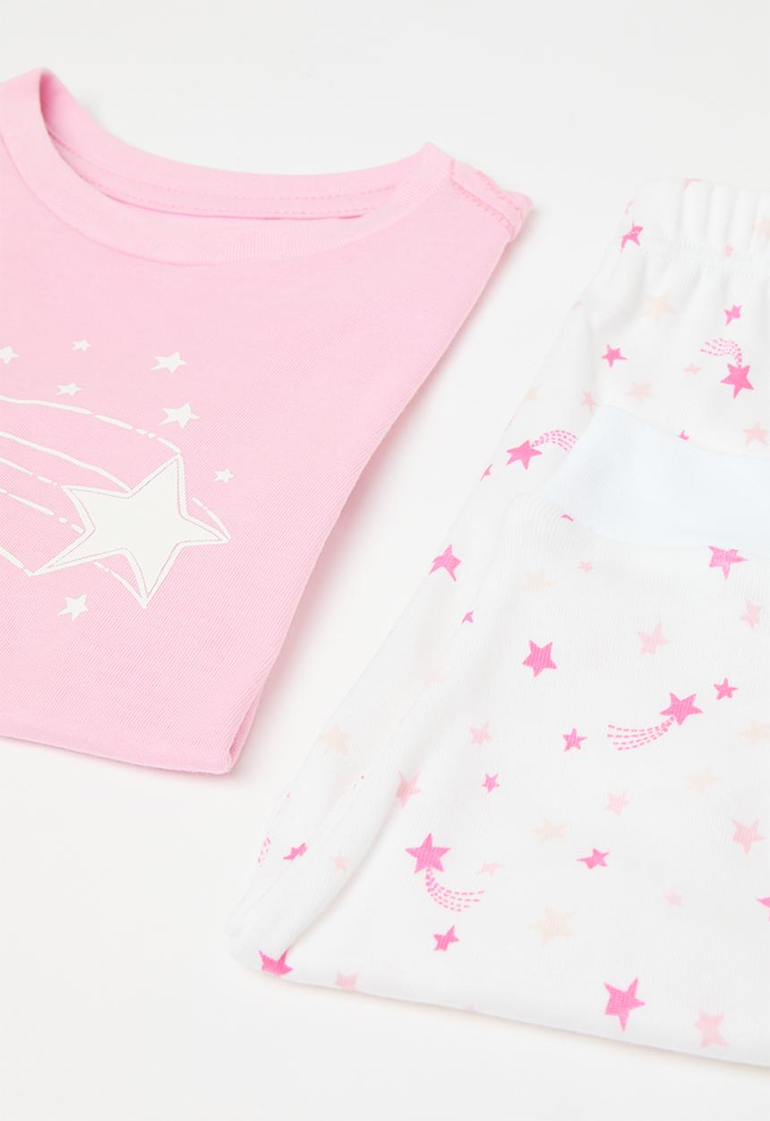 Pop Candy - Shooting star printed tee & bottoms - pink/white