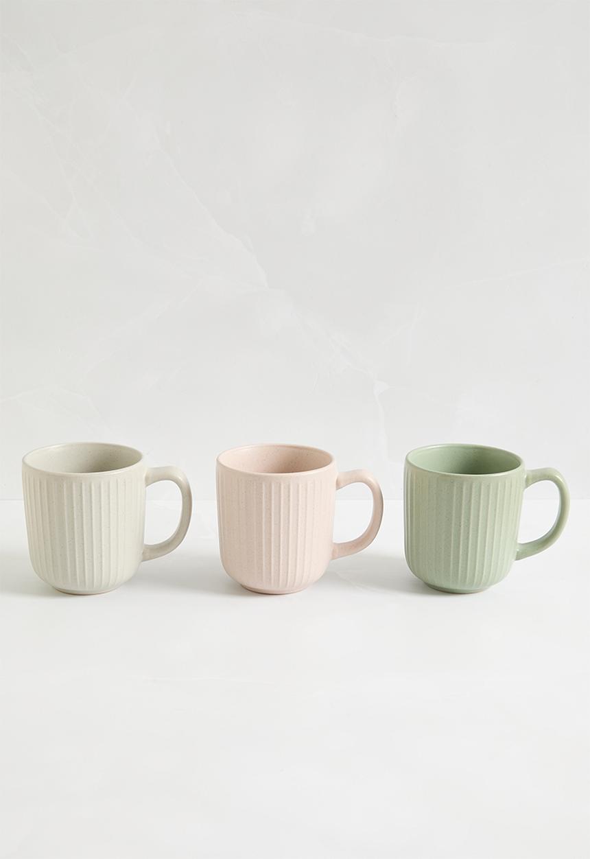 Excellent Houseware - Mug stoneware 360ml 3ass clrs set of 3 - multi