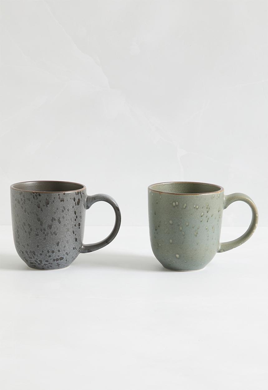 Excellent Houseware - Mug stoneware 380ml 2ass clr sold in set of 2 - grey