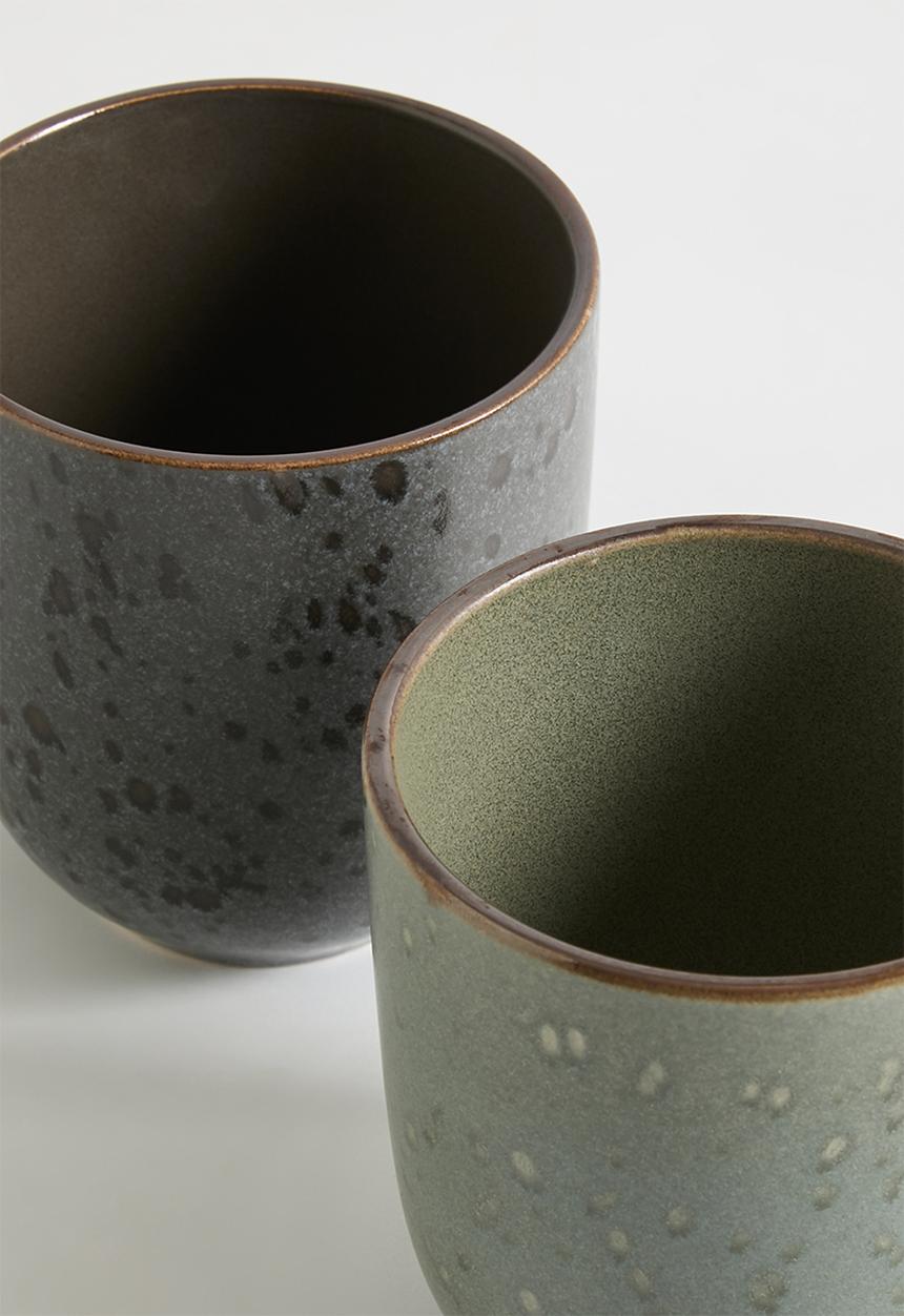 Excellent Houseware - Mug stoneware 380ml 2ass clr sold in set of 2 - grey