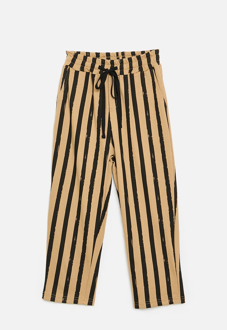 Pop Candy - Striped lounge pants-black & brown