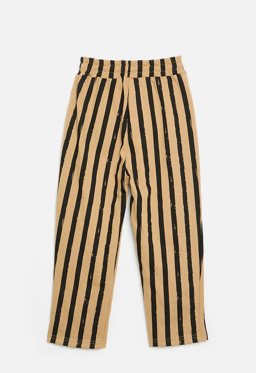 Pop Candy - Striped lounge pants-black & brown