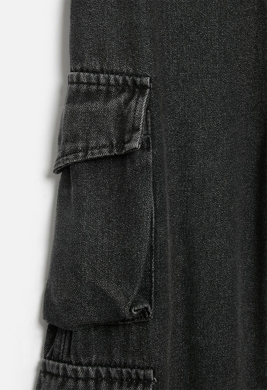 Pop Candy - Denim cargo jean - black