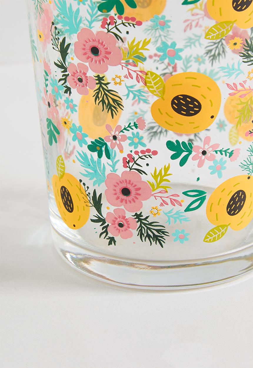 Excellent Houseware - Spring garden drinking glass set of 4 - multi