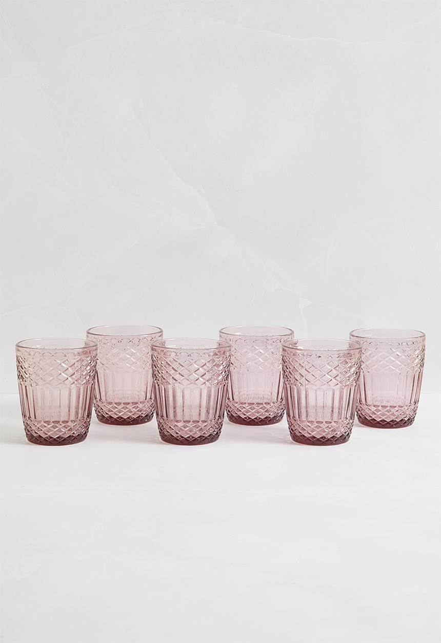 Excellent Houseware - Drinking glass blush set of 6 - grey