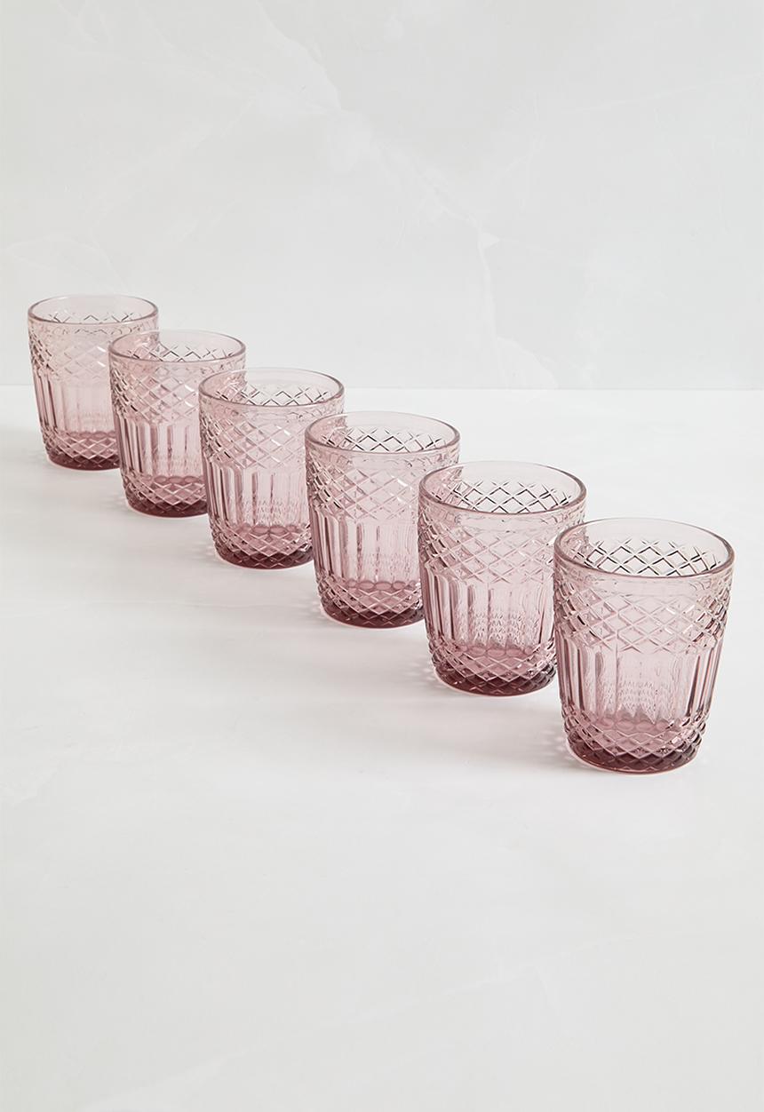 Excellent Houseware - Drinking glass blush set of 6 - grey