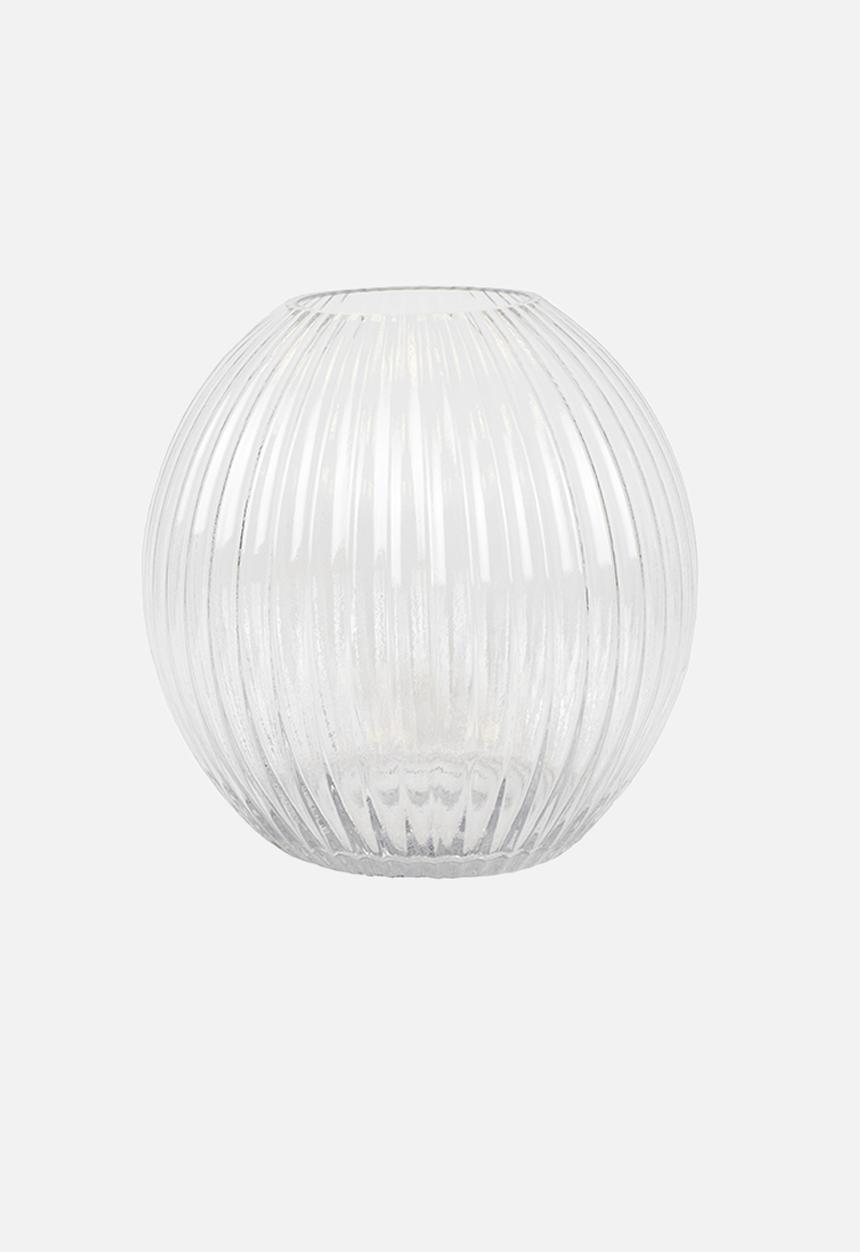 Silk By Design - Ovoid Ribbed glass vase - Clear