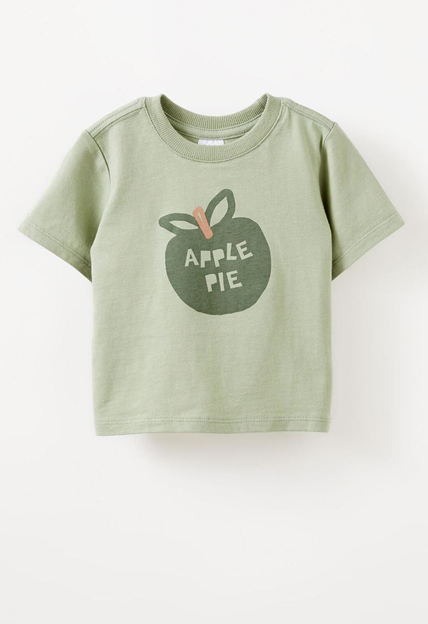 Cotton On - Jamie short sleeve graphic print tee - deep sage/apple pie