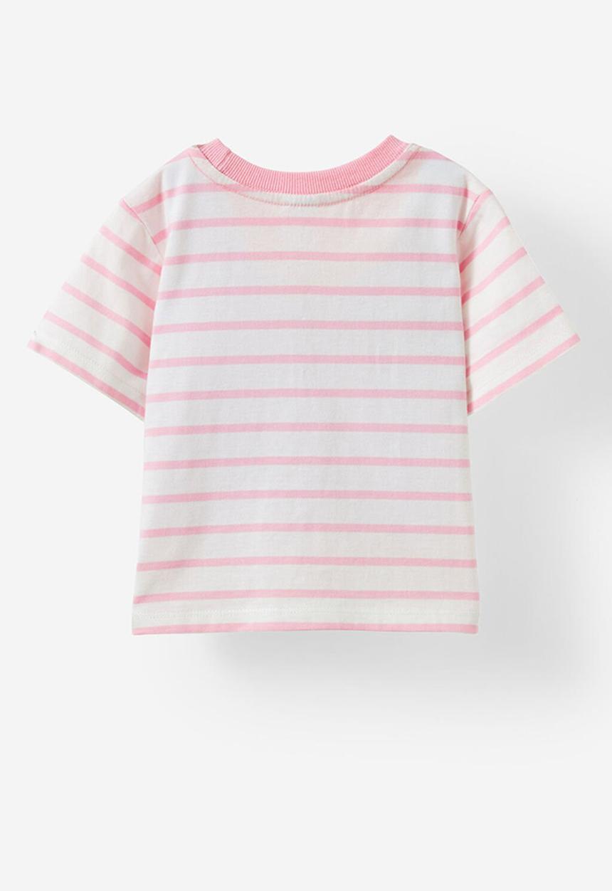 Cotton On - Jamie short sleeve graphic print tee - vanilla/blush pink stripe cheer squad