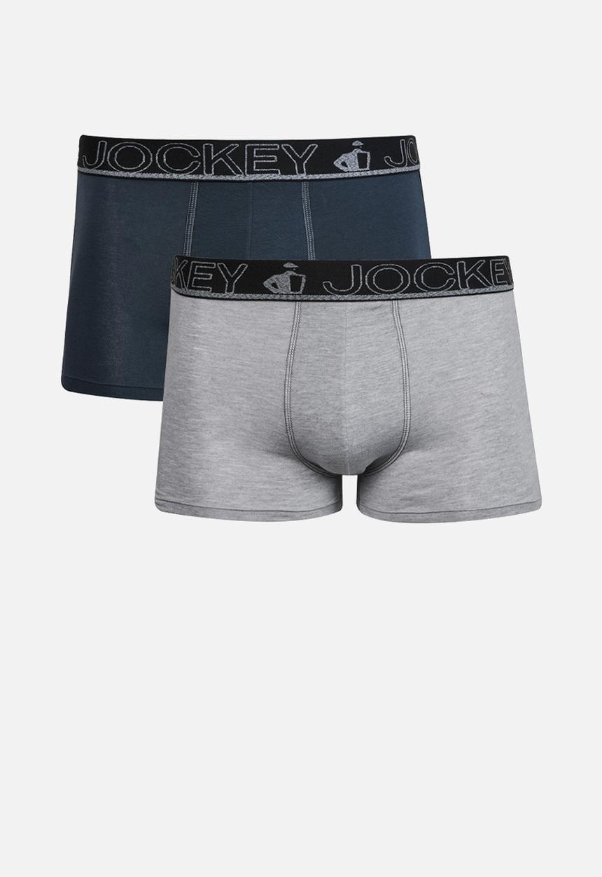 Jockey - Exclusiv Short Trunk 2 Pk - Grey Melange /Sea Storm