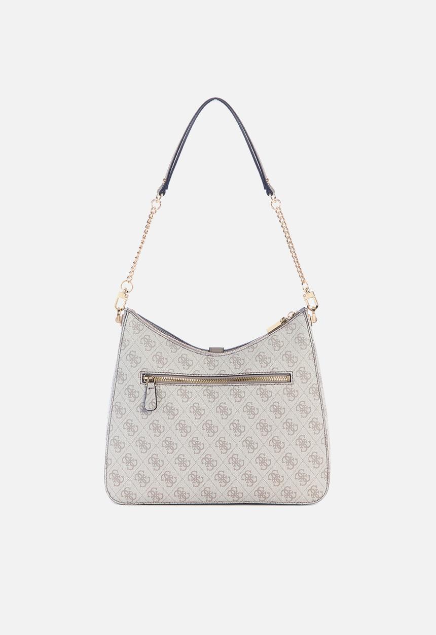 GUESS - Zamira hobo shoulder bag-dark taupe logo