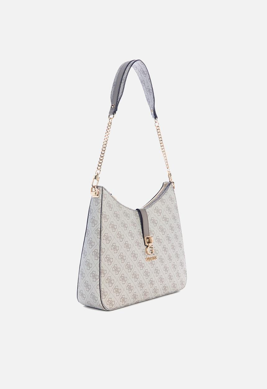GUESS - Zamira hobo shoulder bag-dark taupe logo