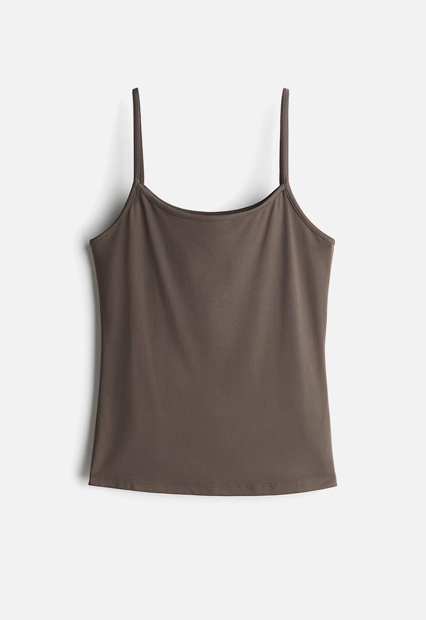 H&M - Microfibre strappy top - dark greige