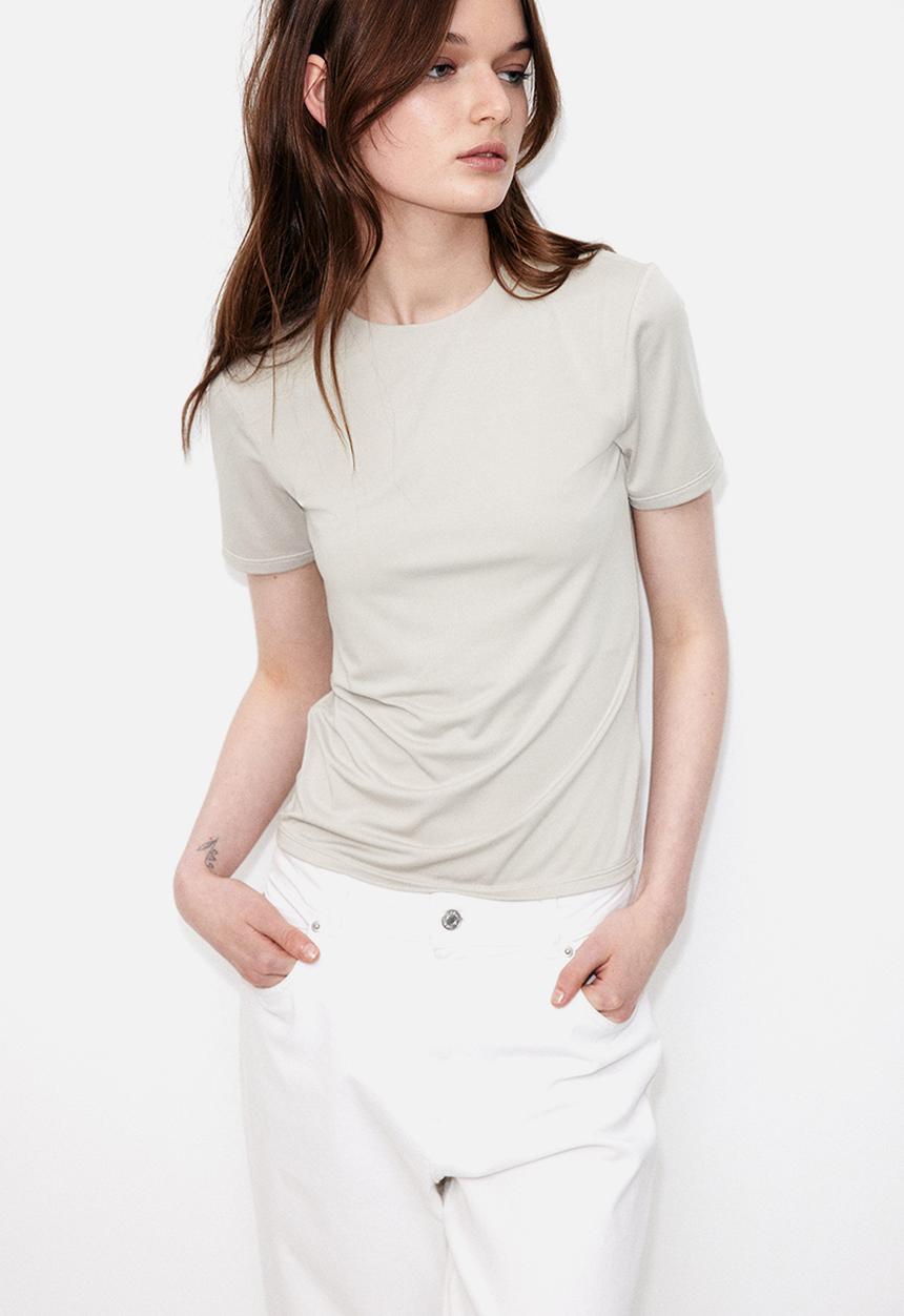 H&M - Fitted top - light greige