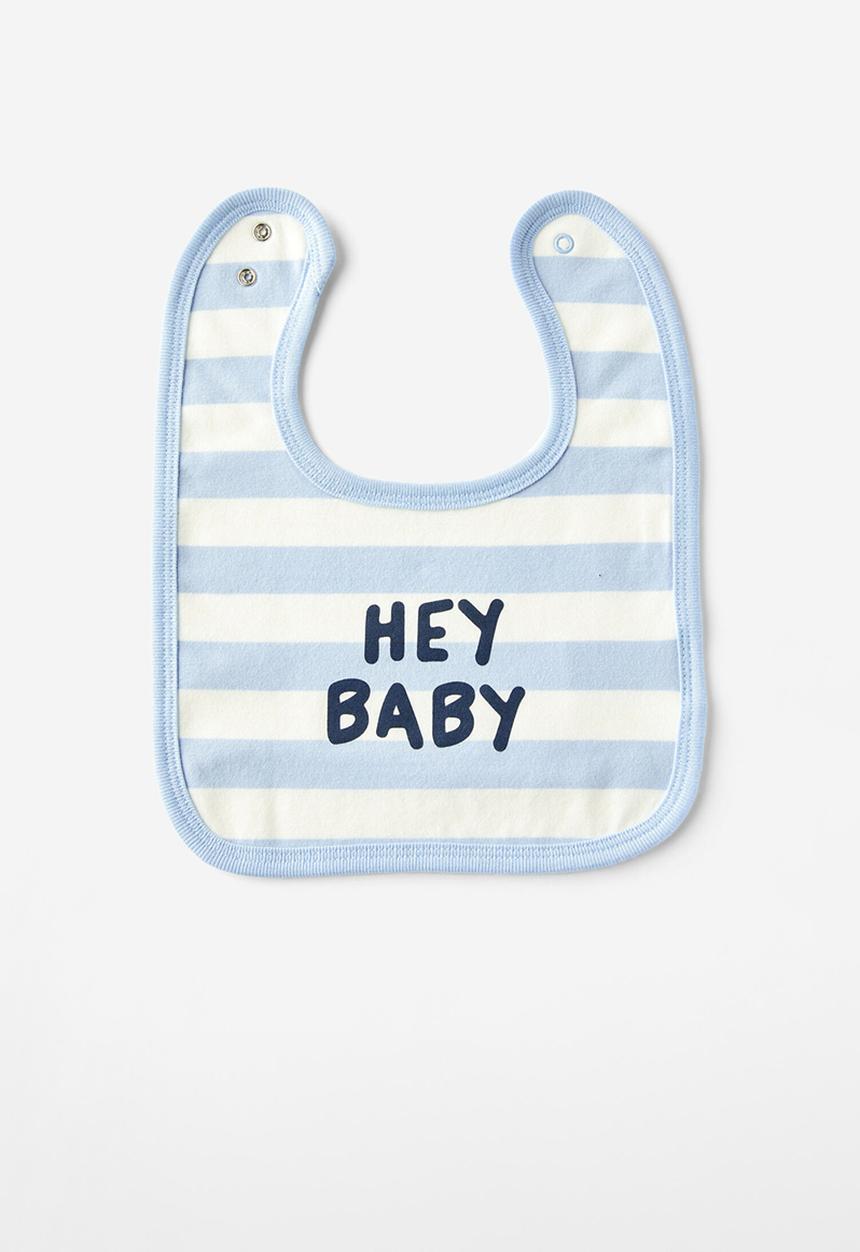Cotton On - The baby bib - dawn blue/hey baby stripe