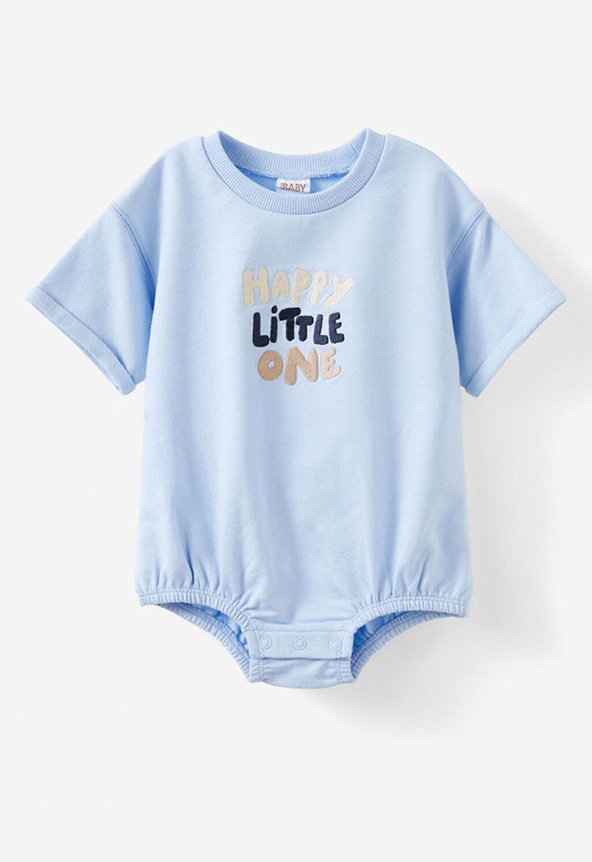 Cotton On - Dani bubble short sleeve bubbysuit - dawn blue/happy little one