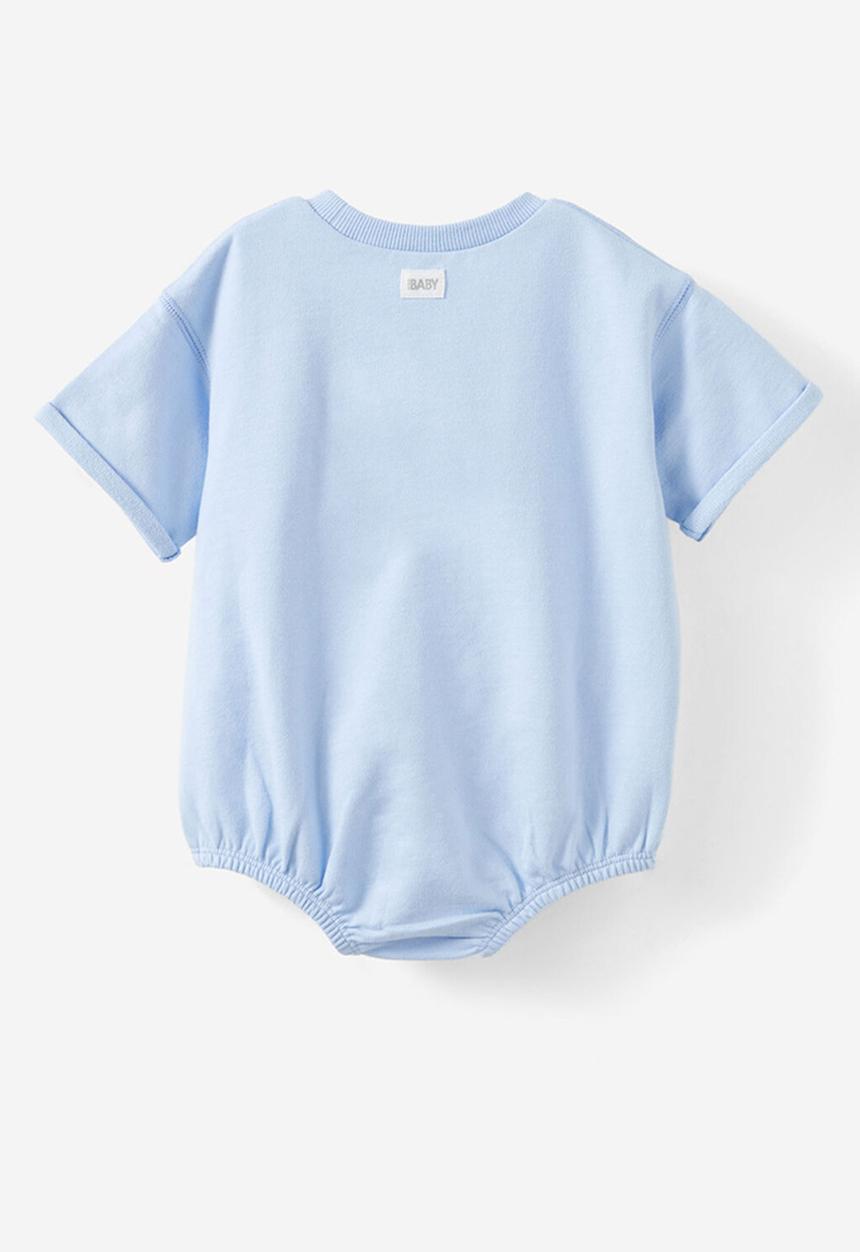 Cotton On - Dani bubble short sleeve bubbysuit - dawn blue/happy little one