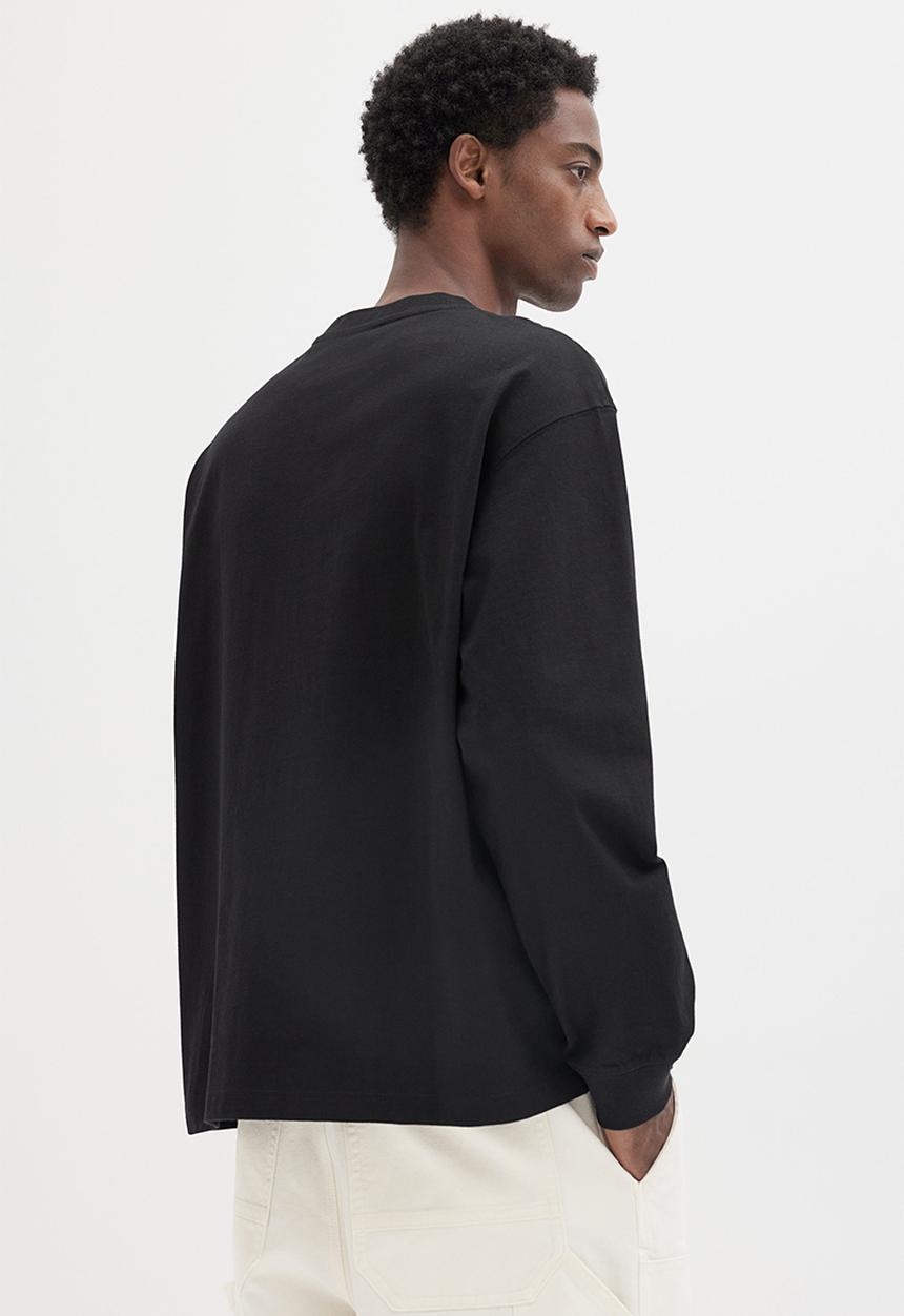 Loose fit long-sleeved jersey top - black - 1257515001