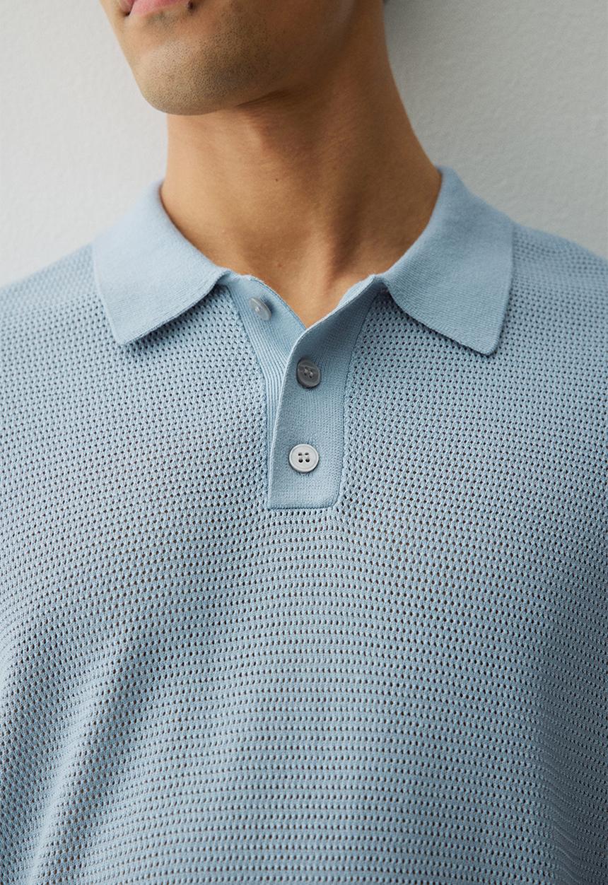 H&M - Regular fit hole-knit polo shirt - light blue