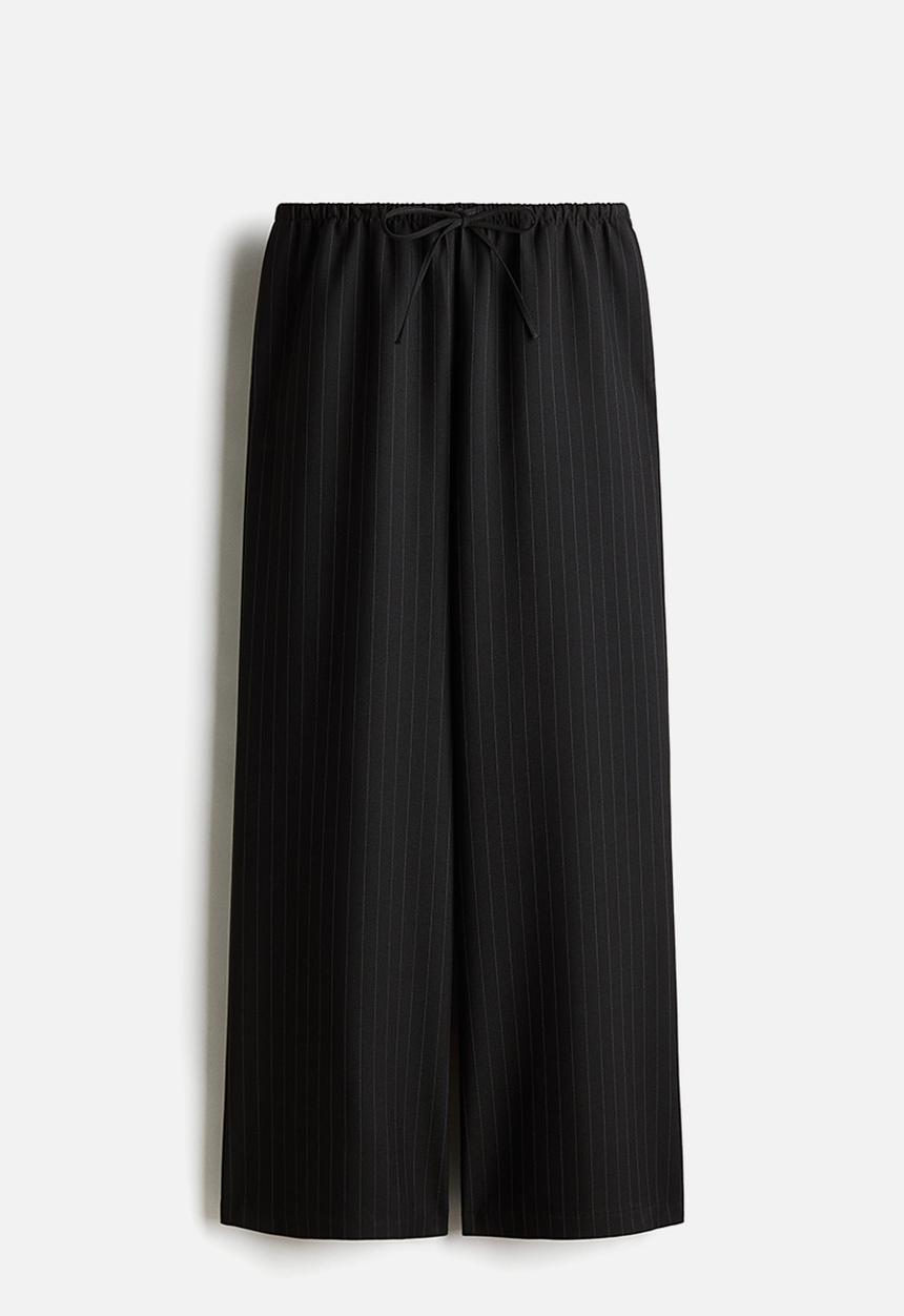 H&M - Twill drawstring trousers - black pinstriped