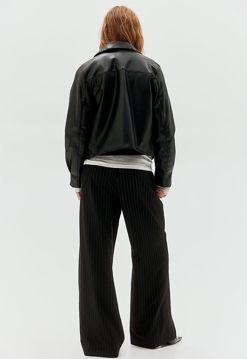 H&M - Twill drawstring trousers - black pinstriped