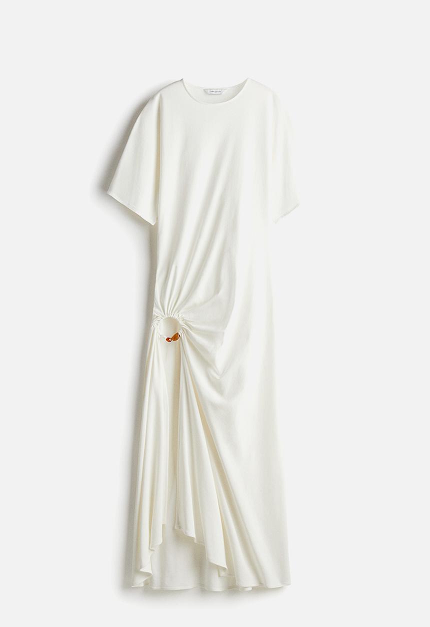 H&M - Draped slit-front dress - white