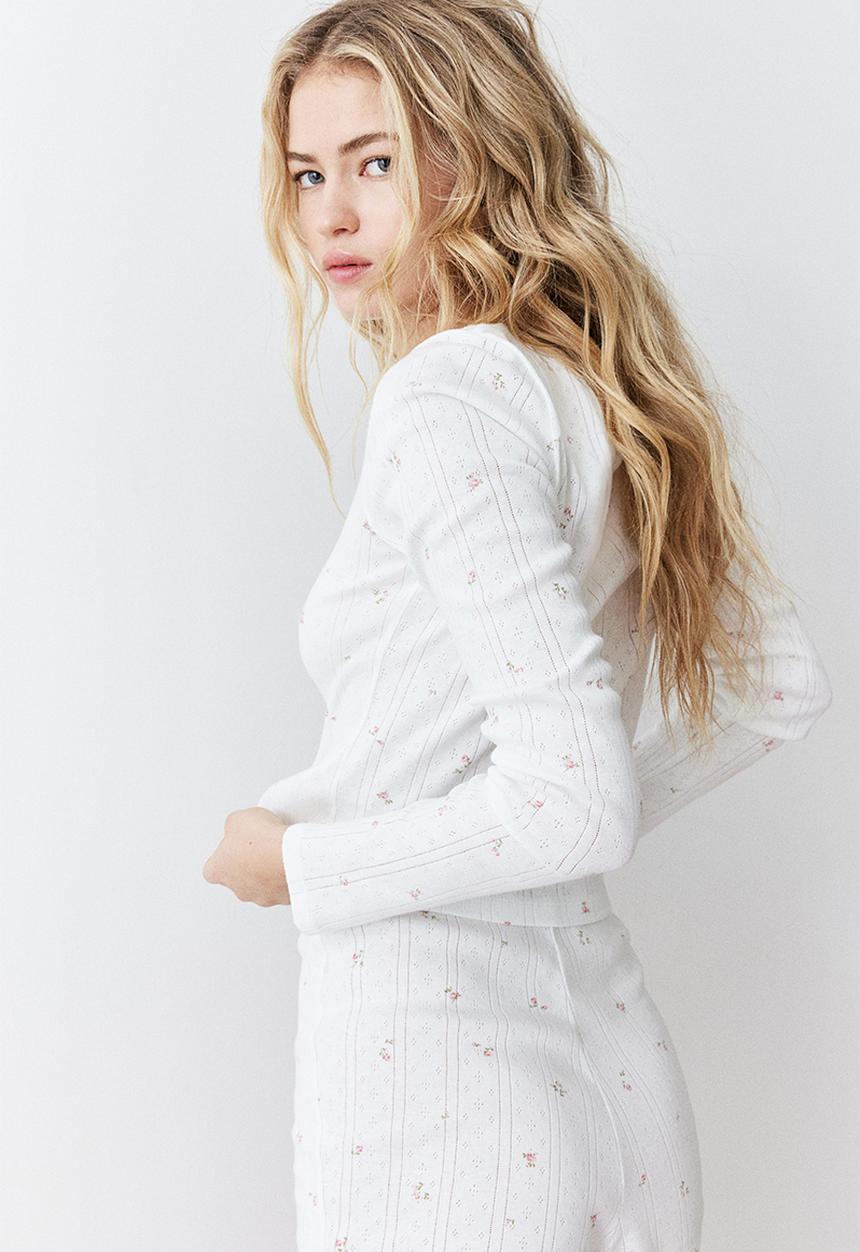 H&M - Pointelle pyjamas -  white/floral