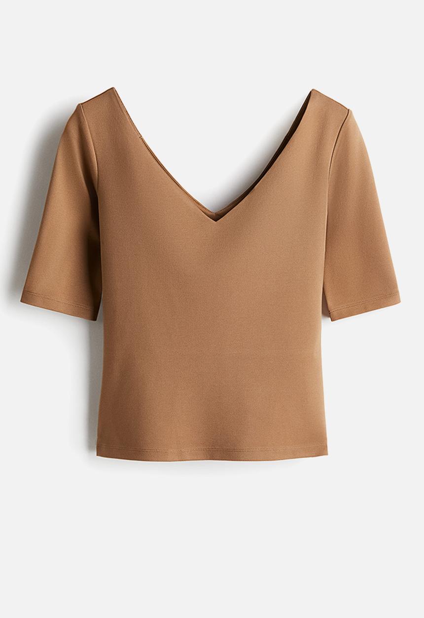 H&M - V-neck top -  dark beige