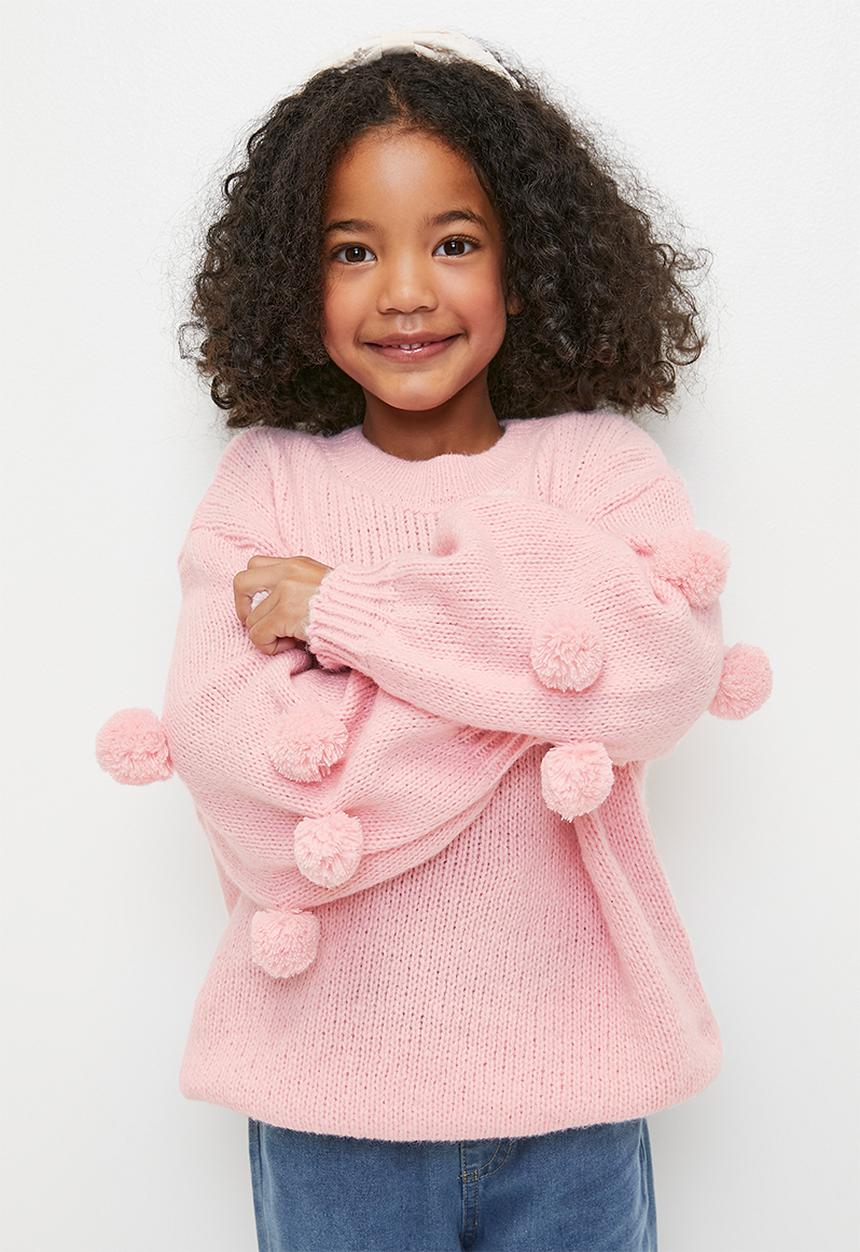 Pop Candy - Pom pom knit jersey - pink