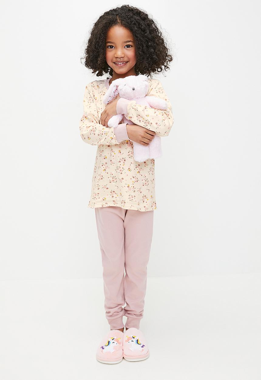 Pop Candy - Floral pj set - ecru & pink