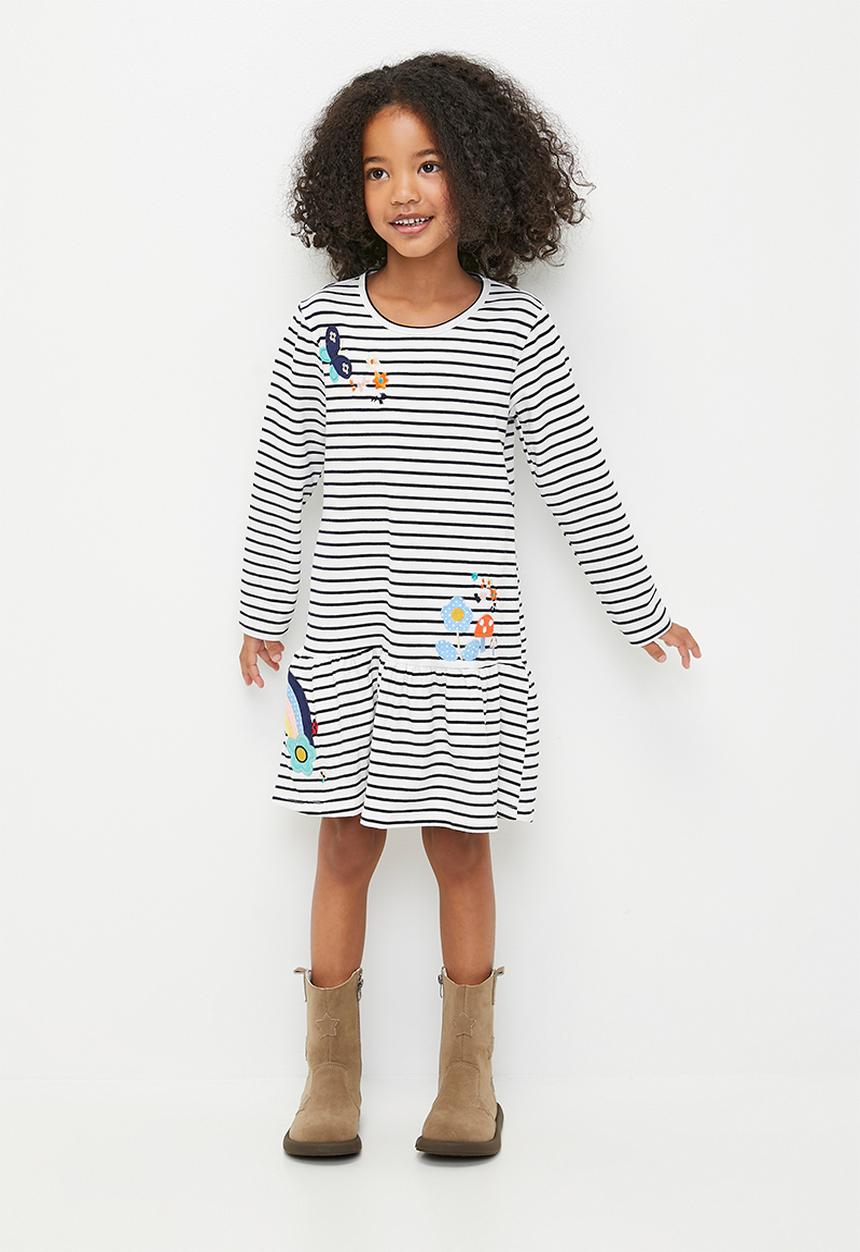 Pop Candy - Striped dress-blue & white