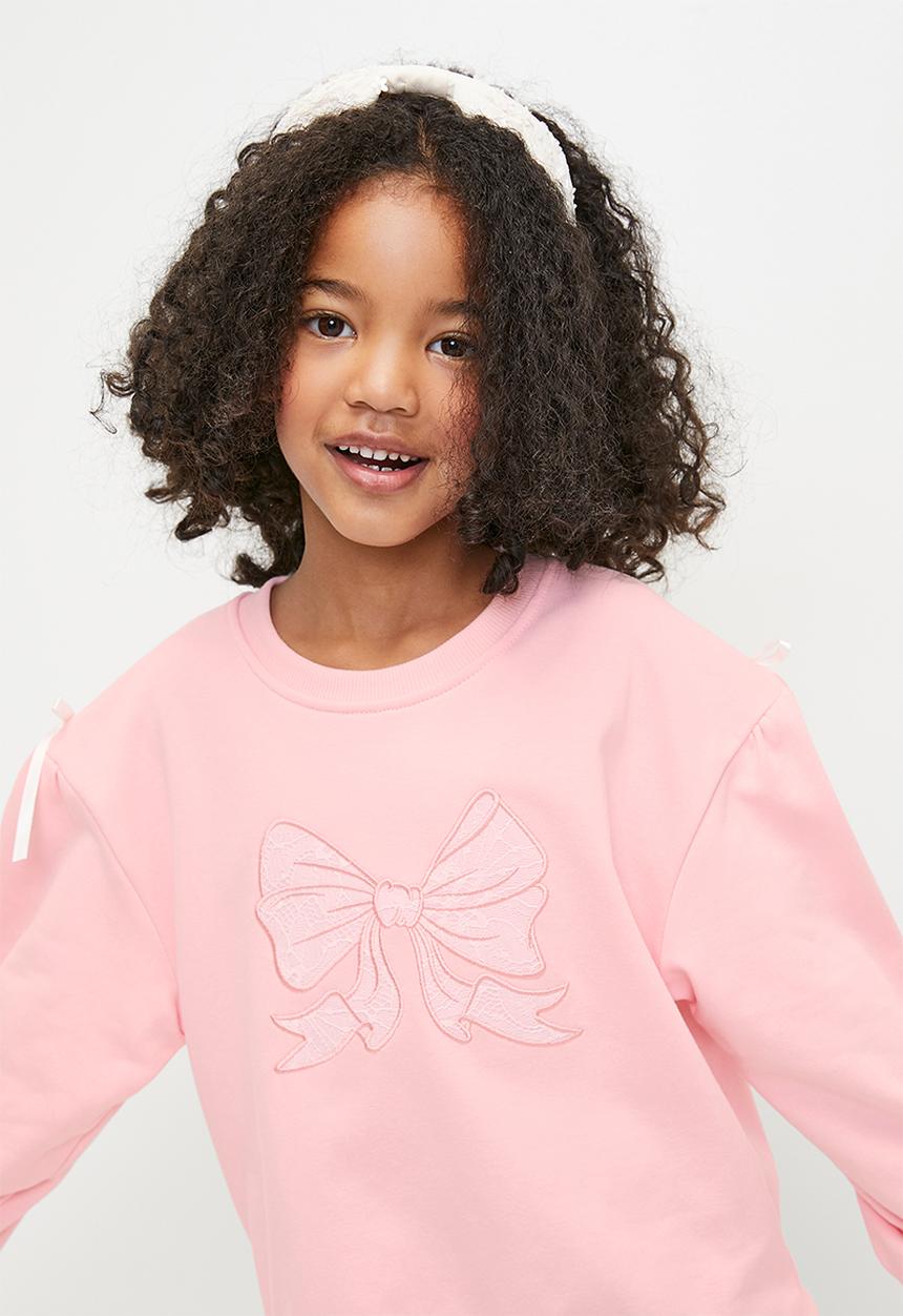 Pop Candy - Bow applique sweat top - pink