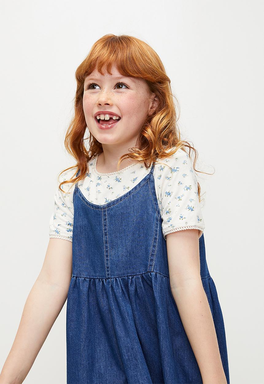 Pop Candy - Dress & tee set - blue & white
