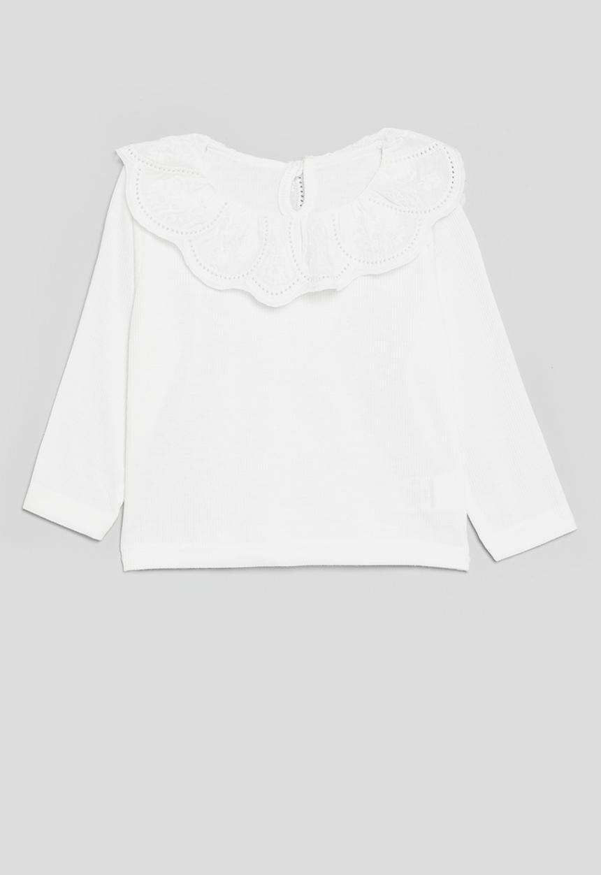 Pop Candy - Long sleeved pierrot collared tee - white