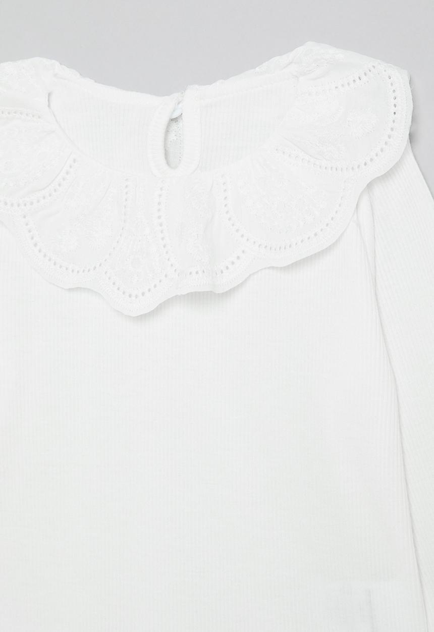 Pop Candy - Long sleeved pierrot collared tee - white