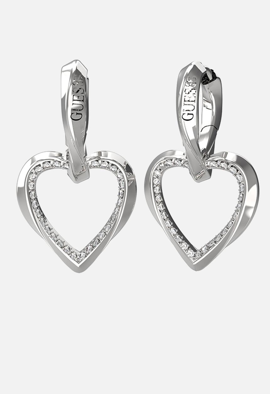 GUESS - Mon amour 25mm mon amour two hearts earrings - silver