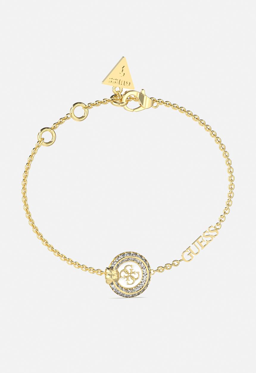 GUESS - Ladies knot you4g logo knot mini bracelet- white/gold
