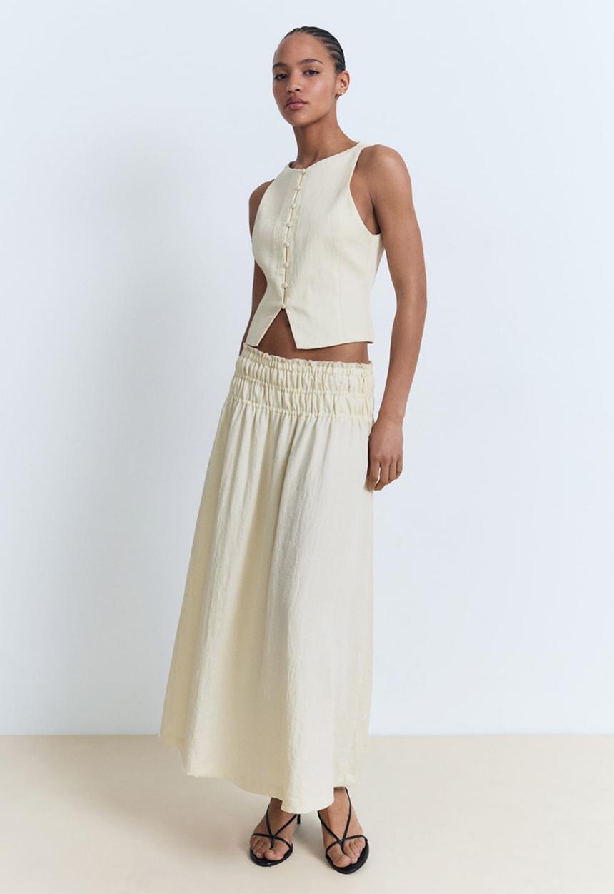 MANGO - Skirt Perth - Light Beige
