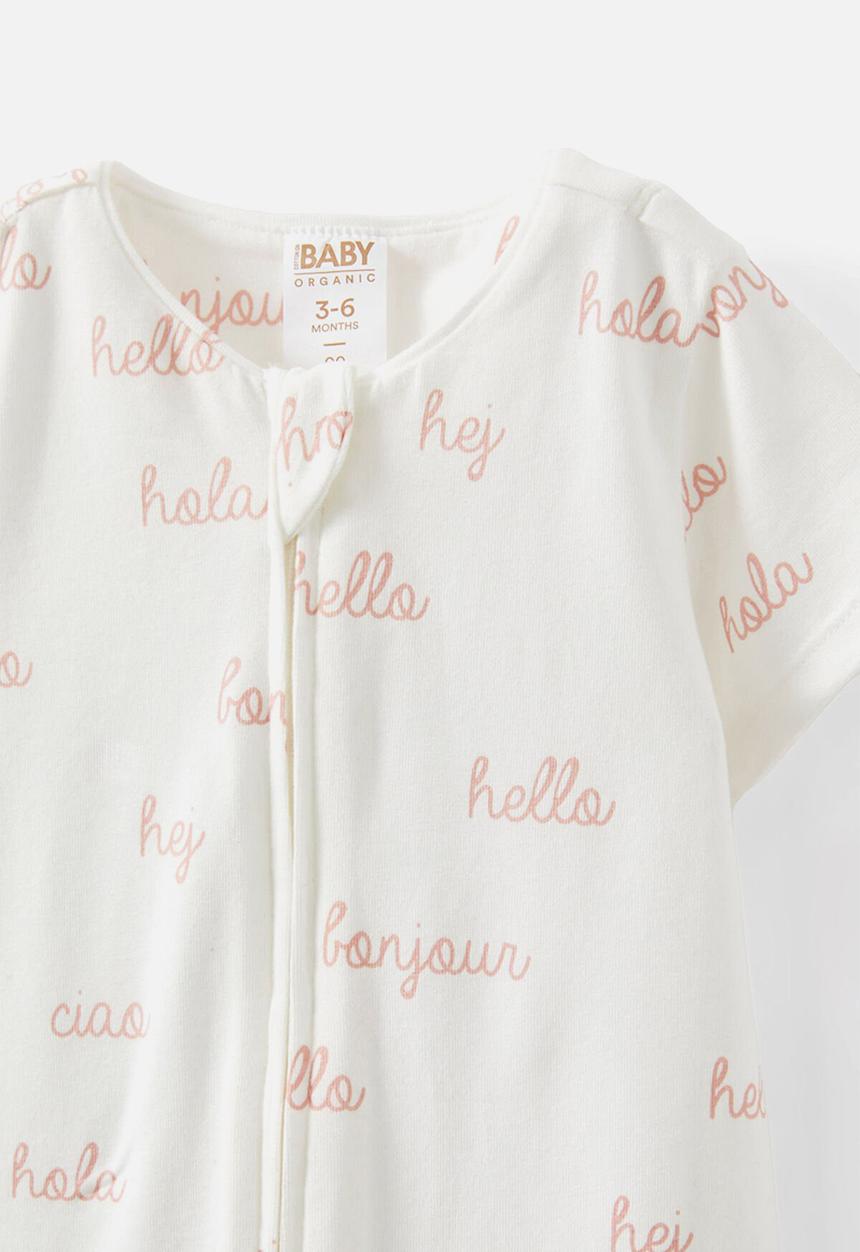 Cotton On - The short sleeve zip romper - vanilla/hello