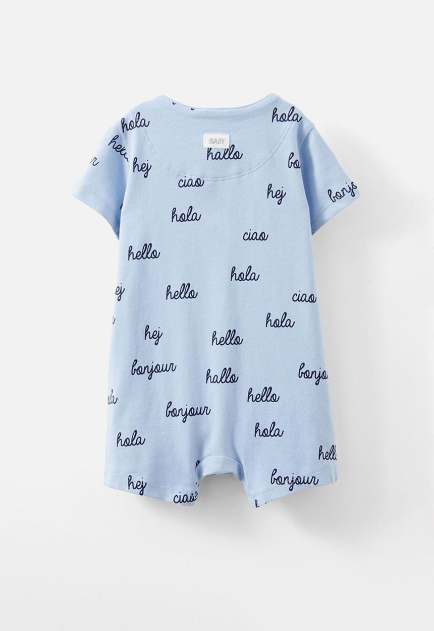 Cotton On - The short sleeve zip romper - dawn blue/hello