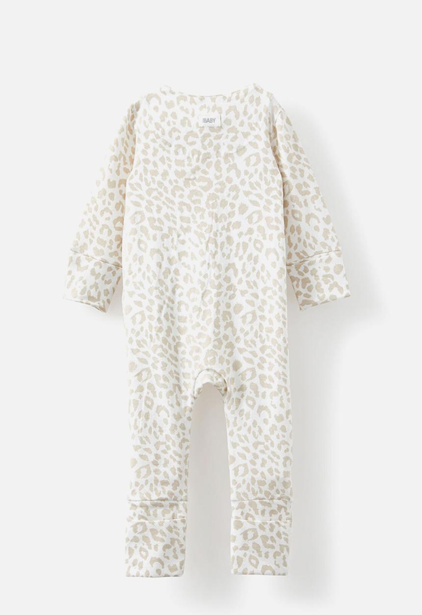 Cotton On - The long sleeve zip romper - rainy day/ocelot