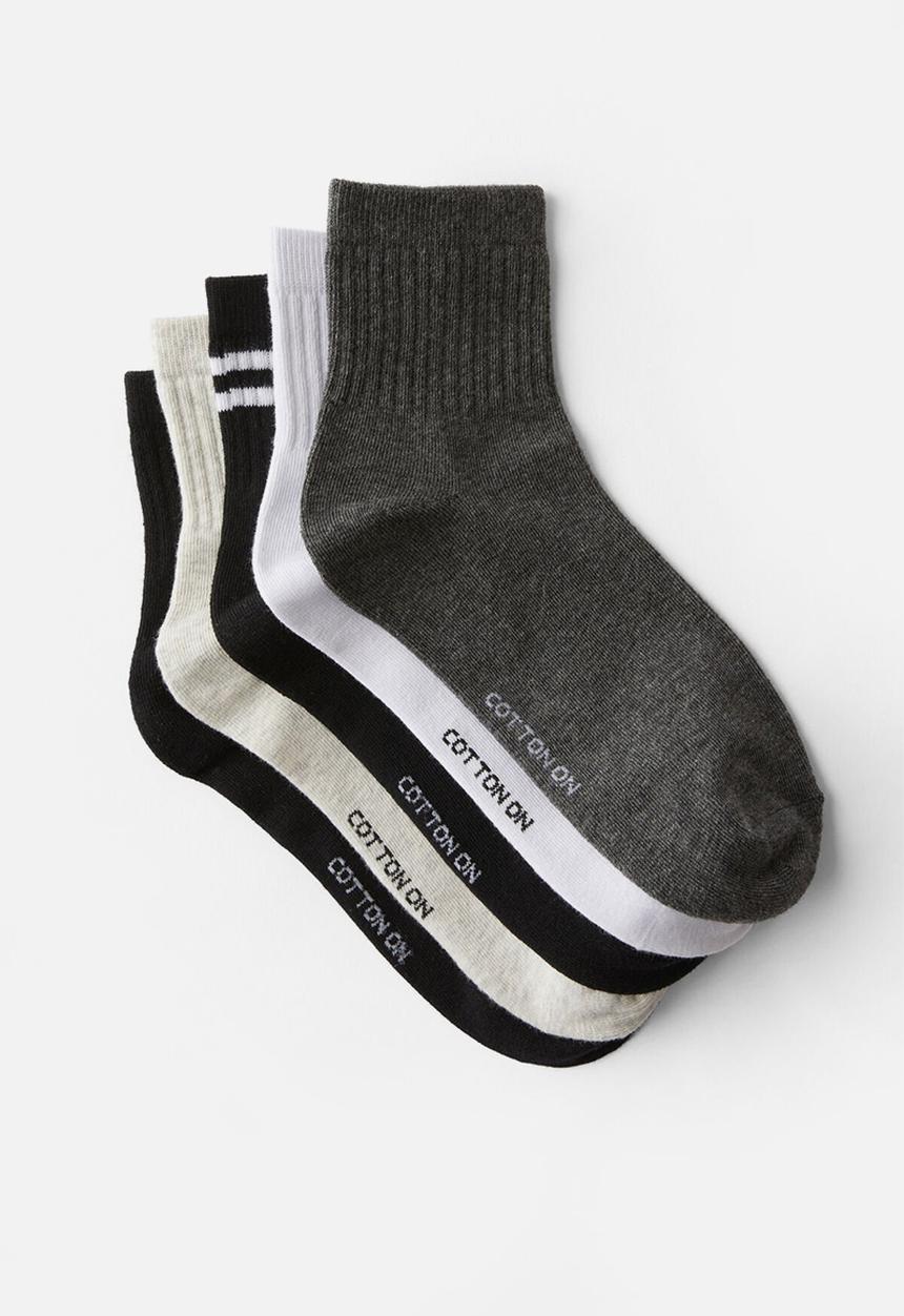 Rubi - 5 Pack Quarter Crew Sock - Multi 